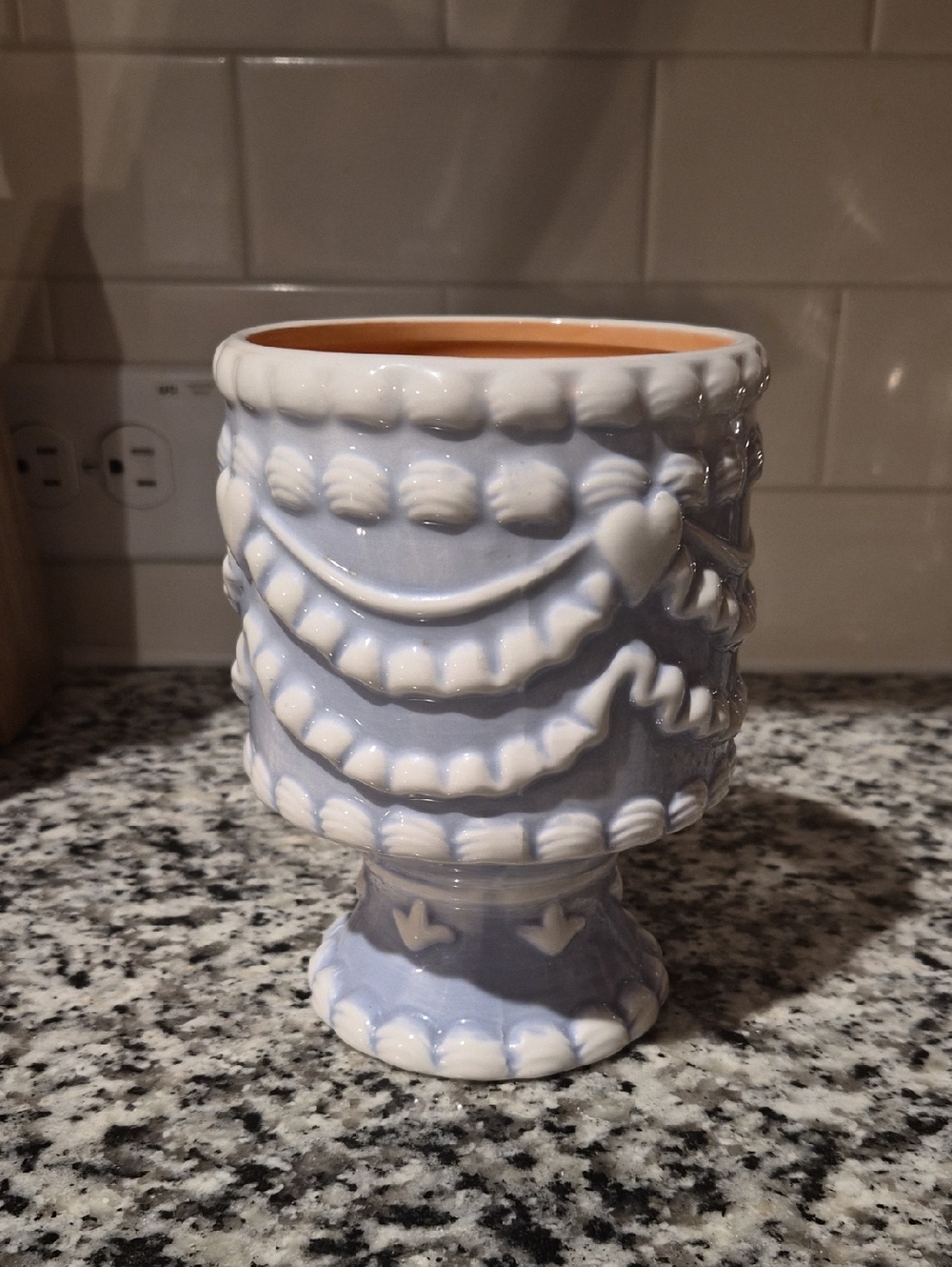 6" Blue And White Cake Vase